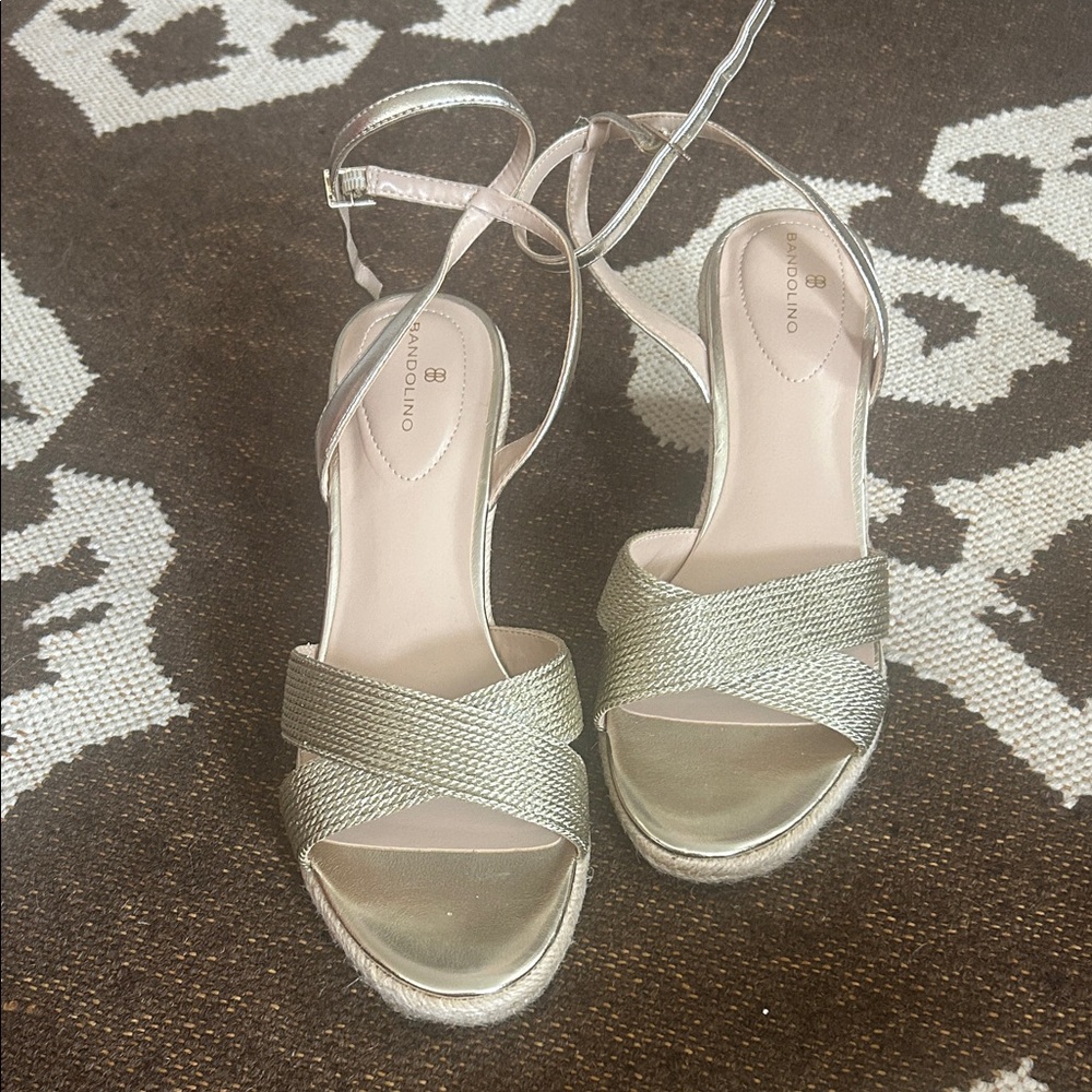 Bandolino Gold Wedge Sandals - Picture 2 of 4